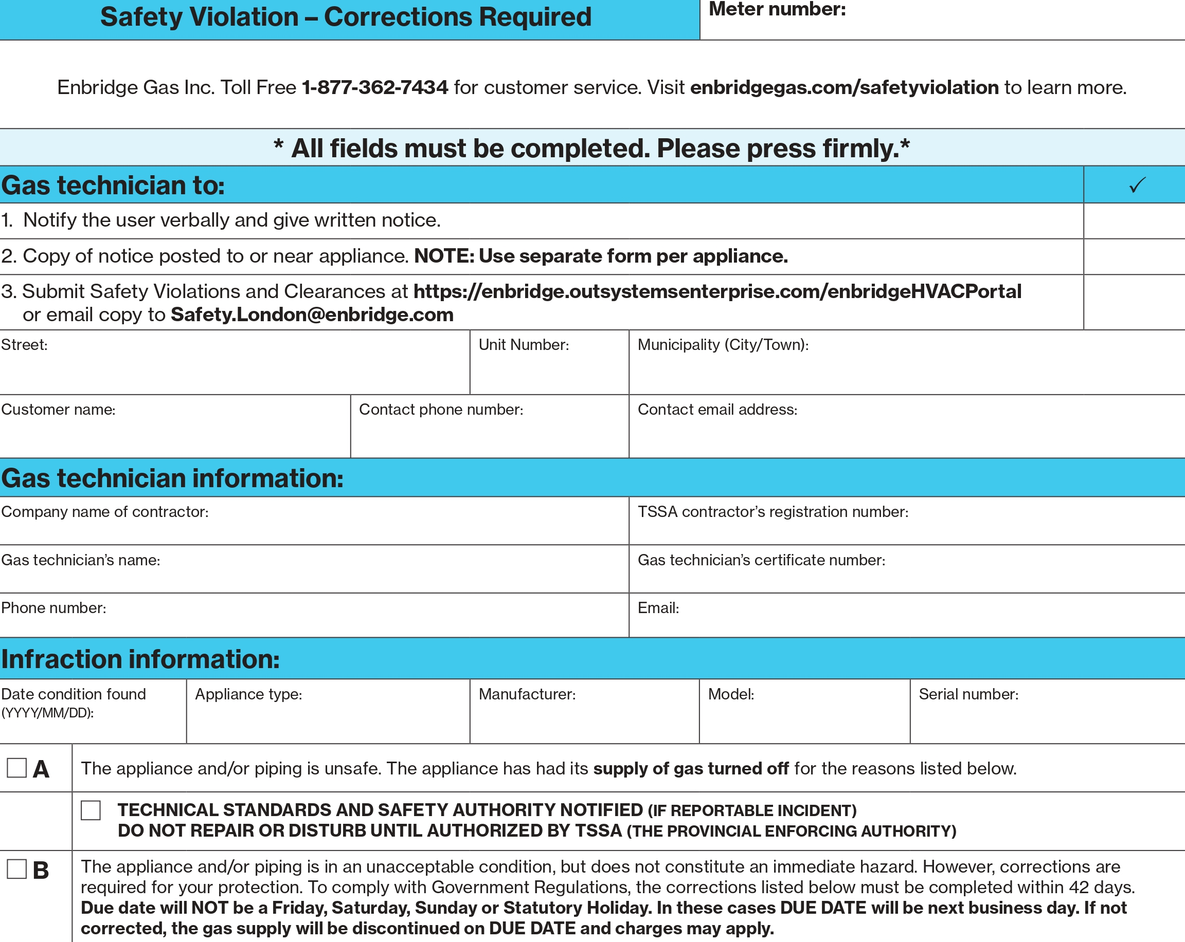 image showing Enbridge Safety Violation tag
